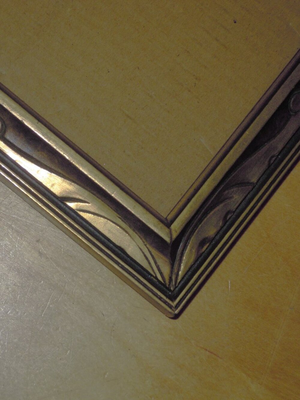 Antique Vintage Art Nouveau Whiplash Vine Wood Picture Frame Rectangle 22" x 10"